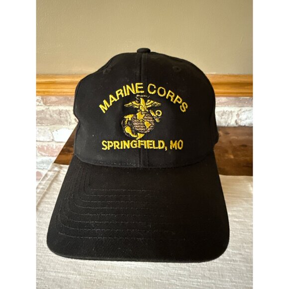 Port Authority Black Marine Corps Springfield MO Hat Adjustable Cap - Picture 2 of 13